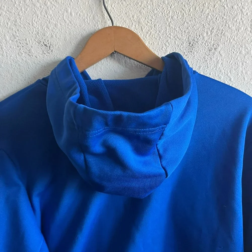 Adidas Men's Blue Fleece Pullover Hoodie Jacket Size S Style GK7388 - Picture 8 of 10